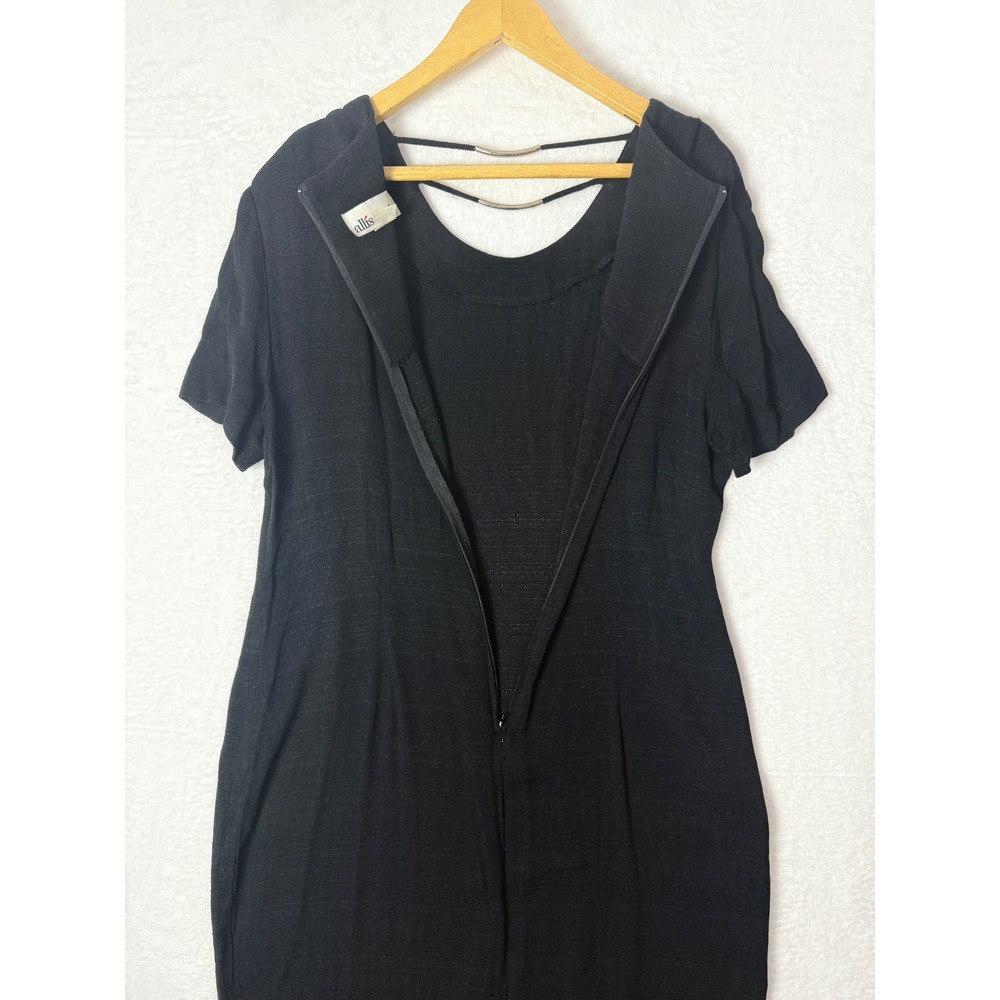 Allison-che Black Short Sleeve Sheath Dress With‎ Metal Detail Size 16 - Picture 6 of 11